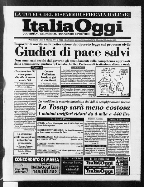 Italia oggi : quotidiano di economia finanza e politica